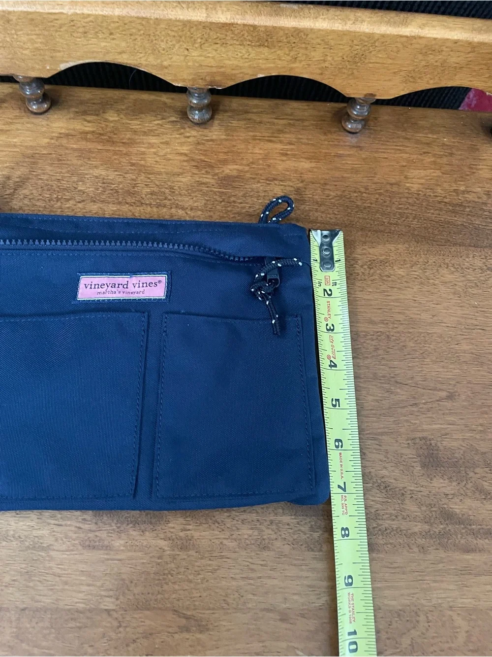Vineyard Vines Navy Canvas Cosmetic Pouch with Pink Logo Patch